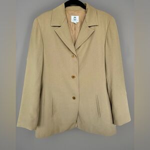 Vintage Renfrew Long Sleeve Collar Button-Up Lined Tan Blazer Shoulder Pads 10